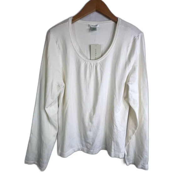 Laura Ashley NWT Long Sleeve Cream Sweater Size Medium - Picture 1 of 10